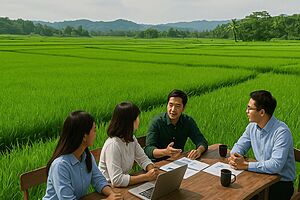 meeting dengan pemandangan sawah Jogja